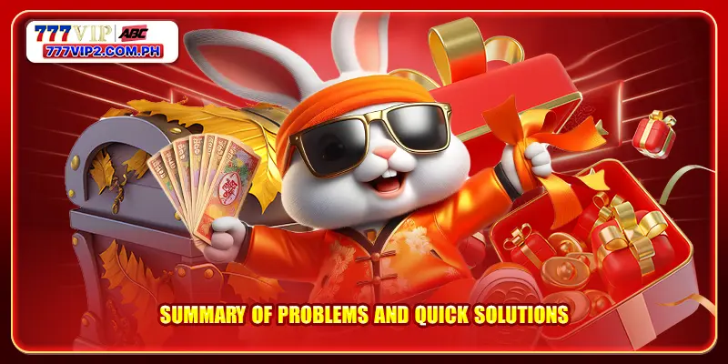 Summary of problems and quick solutions